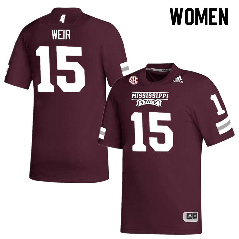 Women #15 Jake Weir Mississippi State Bulldogs College Football Jerseys Stitched Sale-Maroon